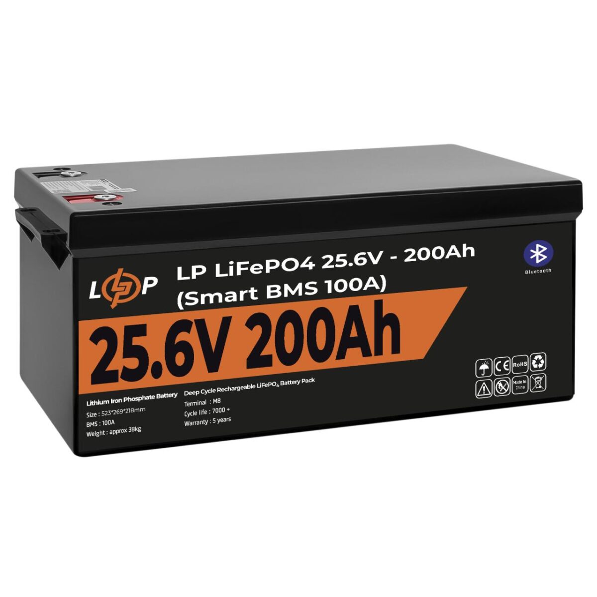 Акумулятор LogicPower LP LiFePO4 24V 25.6V 200Ah 5120Wh Smart BMS 100А з BT пластик Уцінка - Зображення 4