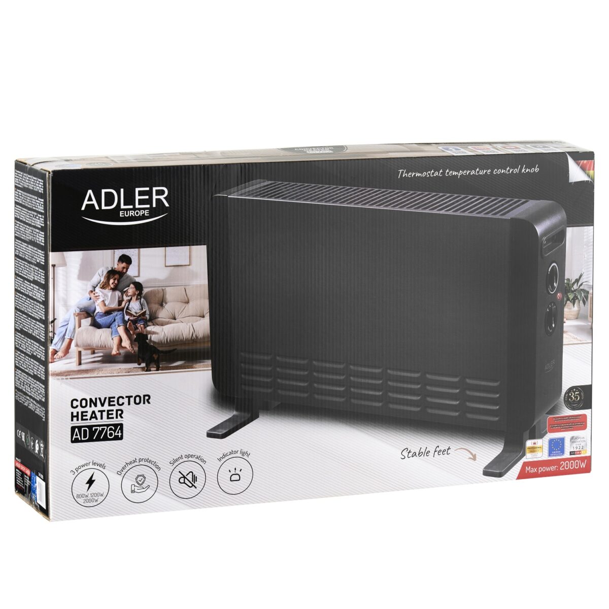 Конвектор обігрівач Adler AD 7764 800/1200/2000W