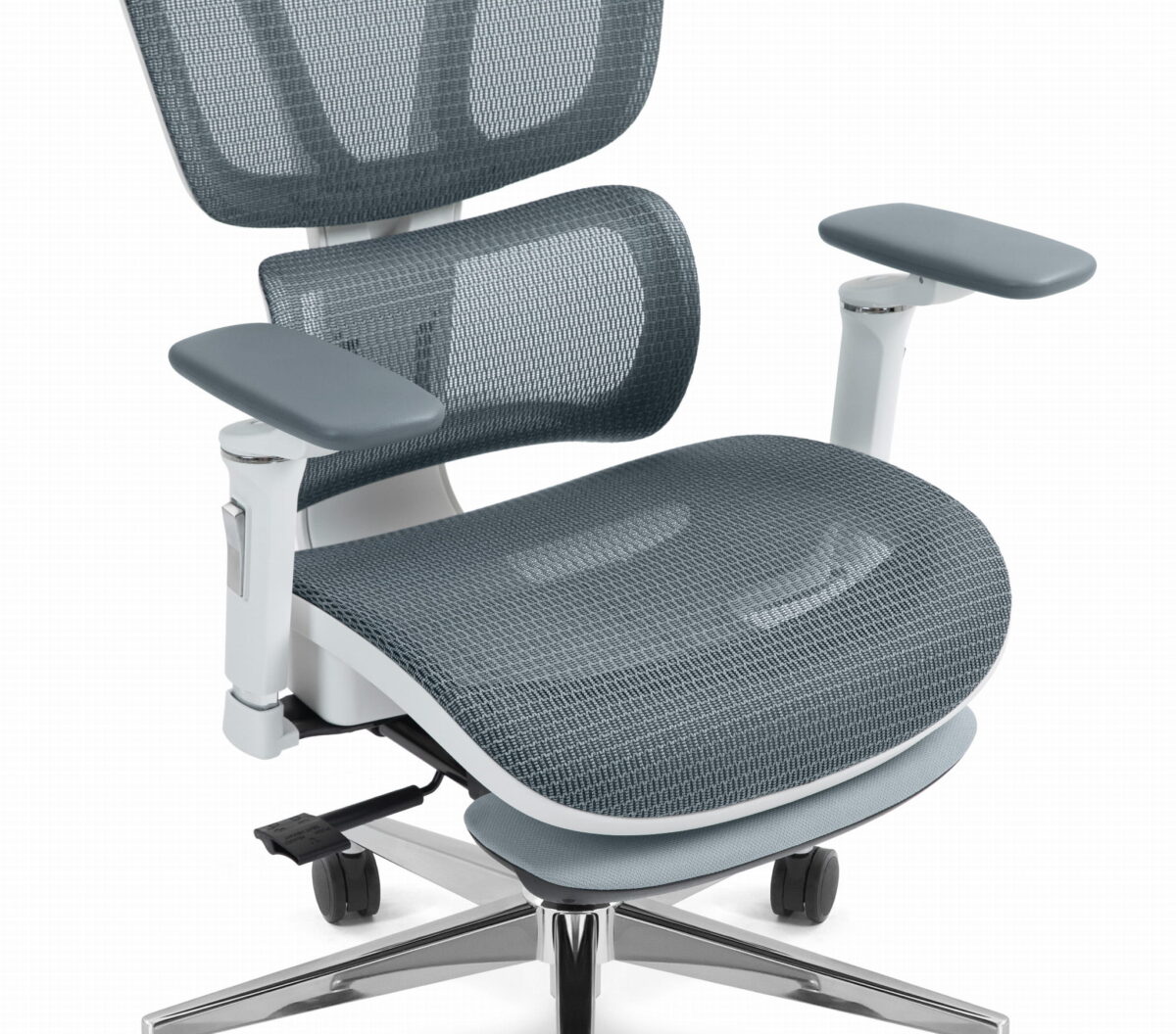 Ергономічне офісне крісло Hell's Chair HC-1044 Grey White, сітка MESH Premium - Зображення 2