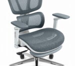 Ергономічне офісне крісло Hell's Chair HC-1044 Grey White, сітка MESH Premium - Зображення 2