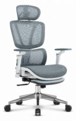 Ергономічне офісне крісло Hell's Chair HC-1044 Grey White, сітка MESH Premium