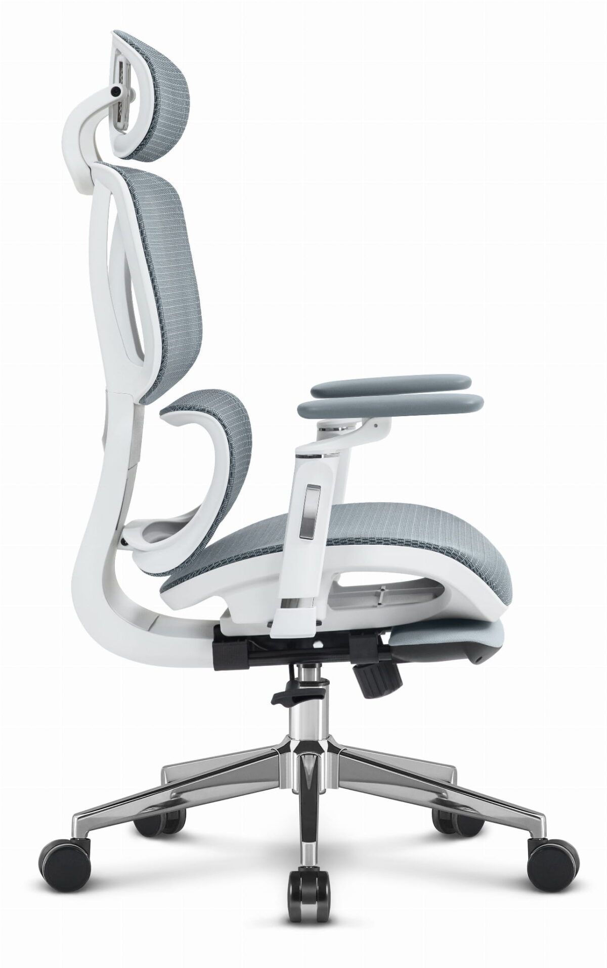 Ергономічне офісне крісло Hell's Chair HC-1044 Grey White, сітка MESH Premium - Зображення 3