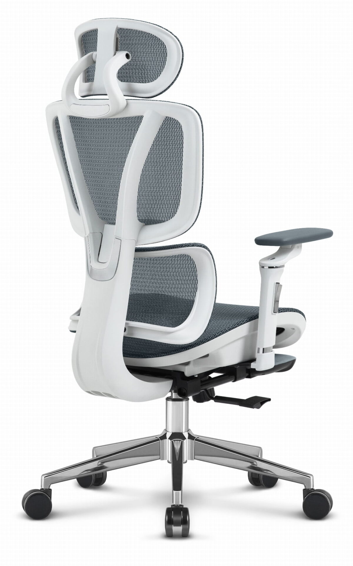 Ергономічне офісне крісло Hell's Chair HC-1044 Grey White, сітка MESH Premium - Зображення 4