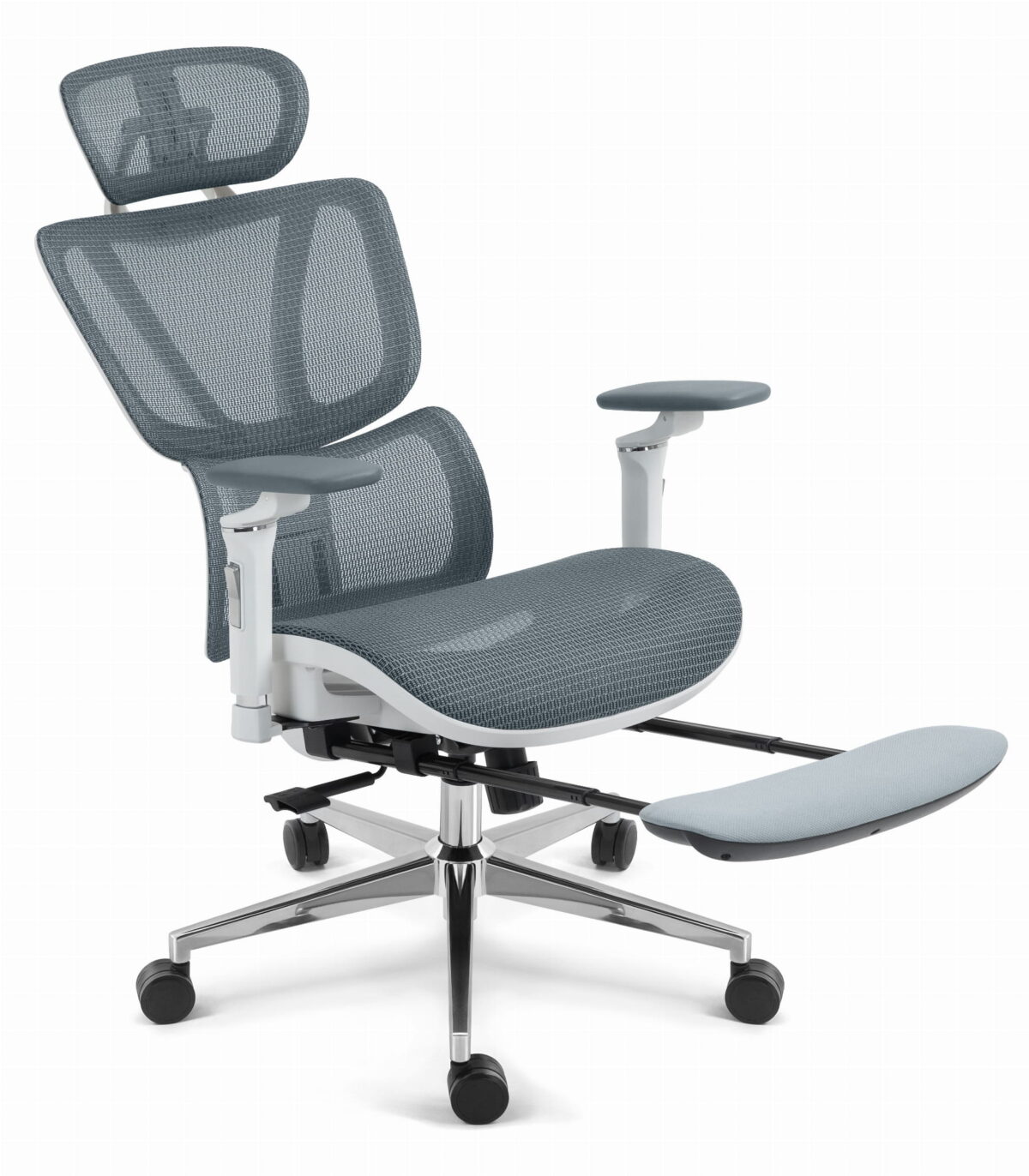 Ергономічне офісне крісло Hell's Chair HC-1044 Grey White, сітка MESH Premium - Зображення 5