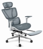 Ергономічне офісне крісло Hell's Chair HC-1044 Grey White, сітка MESH Premium - Зображення 5