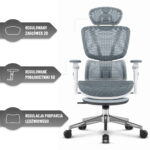 Ергономічне офісне крісло Hell's Chair HC-1044 Grey White, сітка MESH Premium - Зображення 6