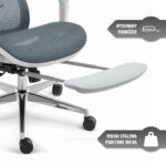 Ергономічне офісне крісло Hell's Chair HC-1044 Grey White, сітка MESH Premium - Зображення 8
