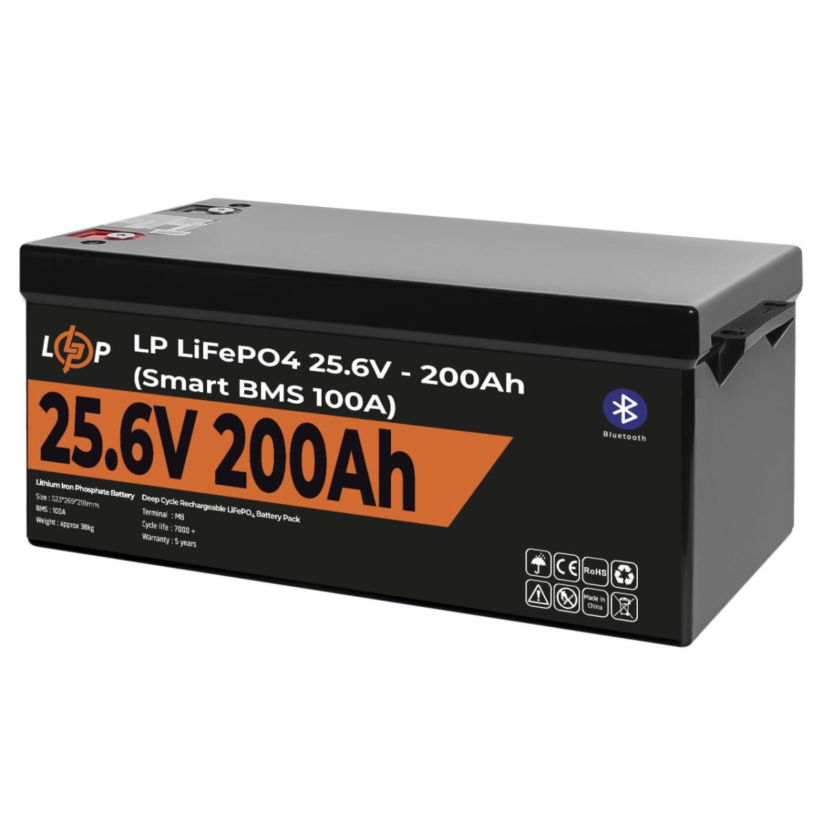 Акумулятор LogicPower LP LiFePO4 24V 25.6V 200Ah 5120Wh Smart BMS 100А з BT пластик Уцінка - Зображення 3