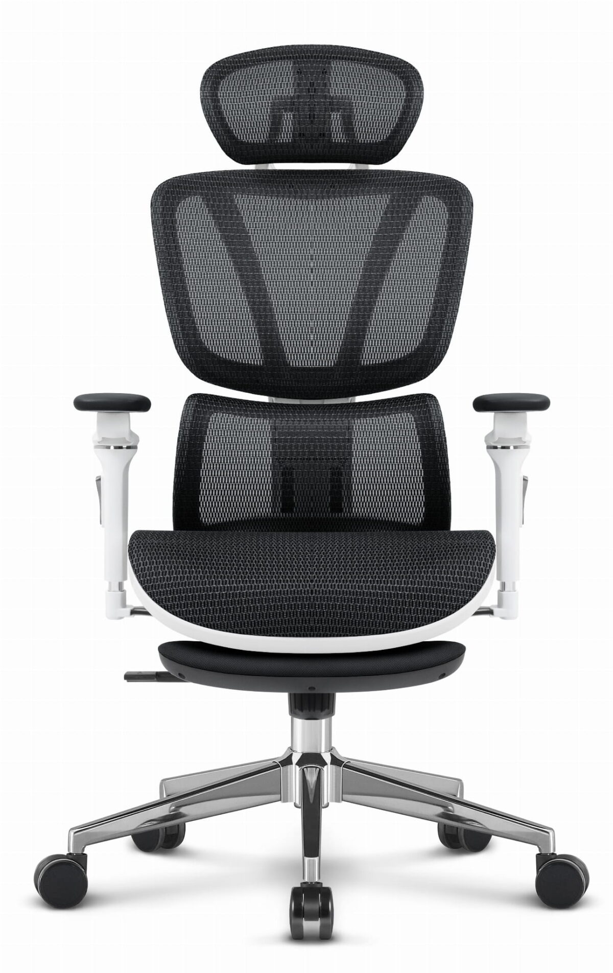 Ергономічне офісне комп'ютерне крісло Hell's Chair HC-1044 Black White, сітка MESH Premium