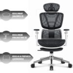 Ергономічне офісне комп'ютерне крісло Hell's Chair HC-1044 Black White, сітка MESH Premium