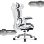 Ергономічне офісне комп'ютерне крісло Hell's Chair HC-1044 Black White, сітка MESH Premium