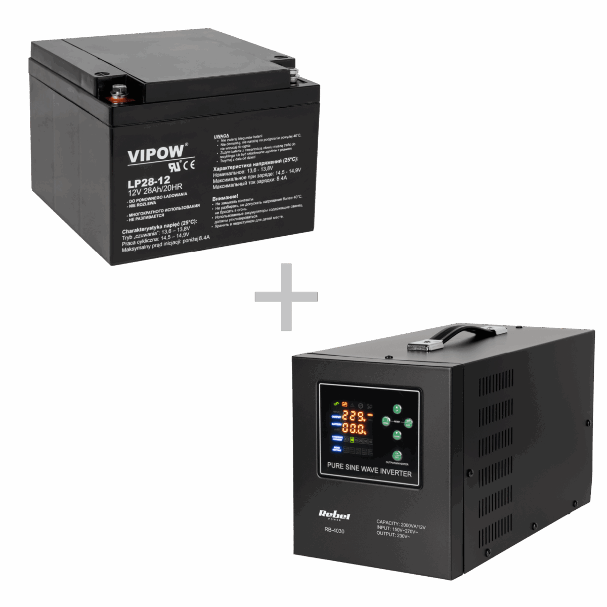 Аварійний блок живлення Rebel RB-4030 12V/230V 1200W - Зображення 8