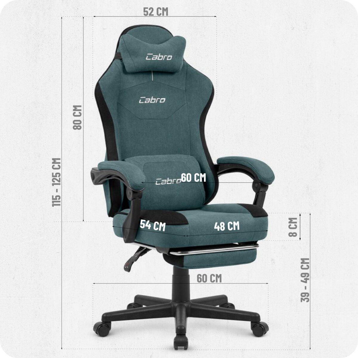 Геймерське комп'ютерне крісло Cabro C510 Green замша - Зображення 4