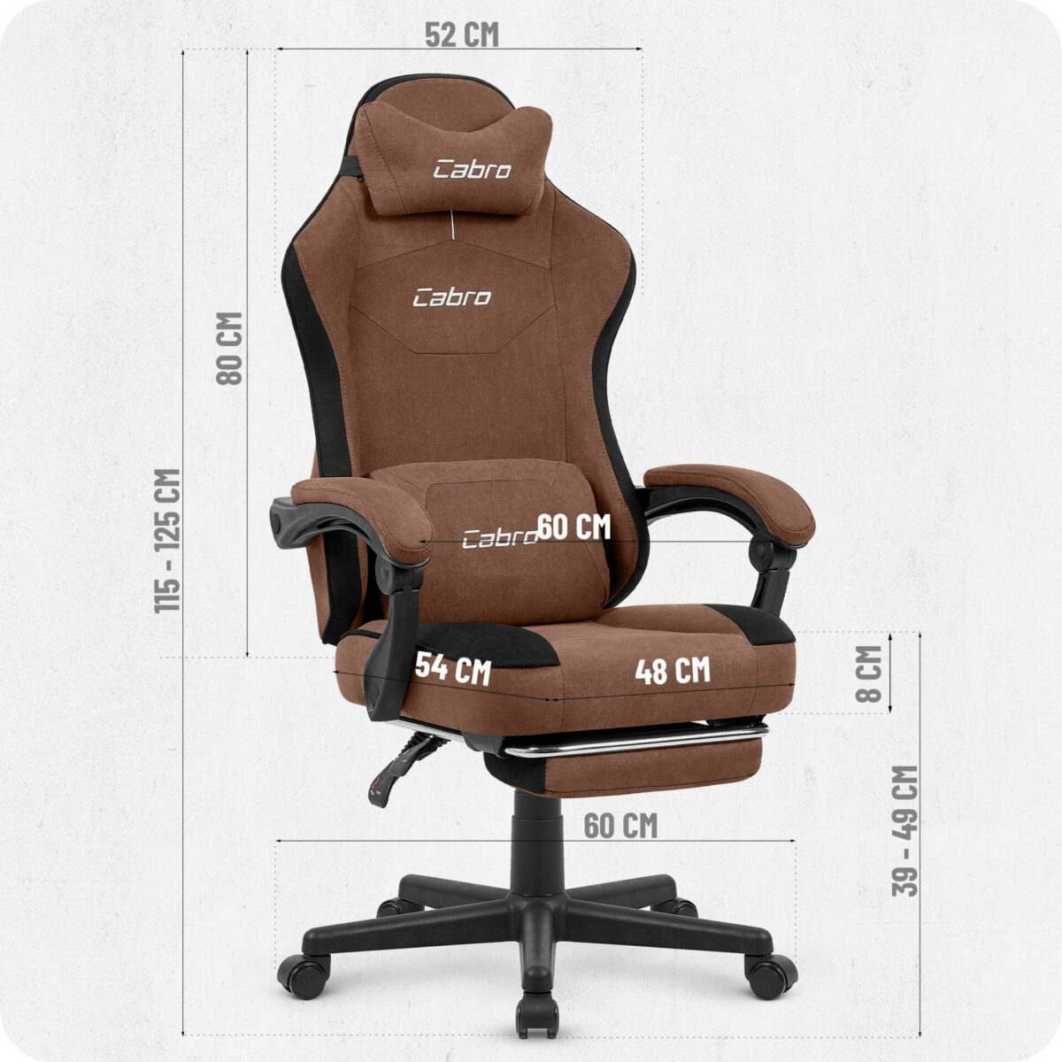 Геймерське комп'ютерне крісло Cabro C510 Brown замша - Зображення 4