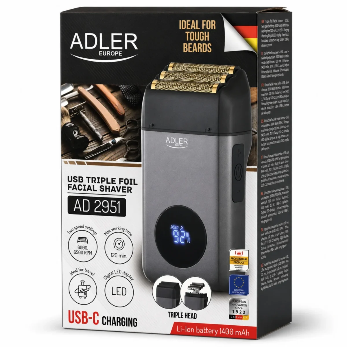 Електробритва Adler AD 2951 USB-C, 3 швидкості, 120 хв - Зображення 10
