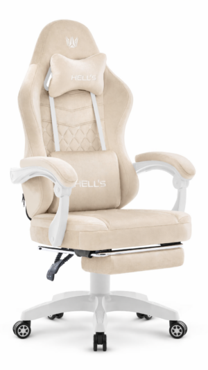 Геймерське комп'ютерне крісло Hell's Chair HC-1015 Beige оксамит