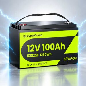 Акумулятор LiFePO4 акумуляторна батарея CyperOcean 12.8V 100Ah з BMS 100A