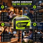 Акумулятор LiFePO4 акумуляторна батарея CyperOcean 12.8V 100Ah з BMS 100A інфографіка
