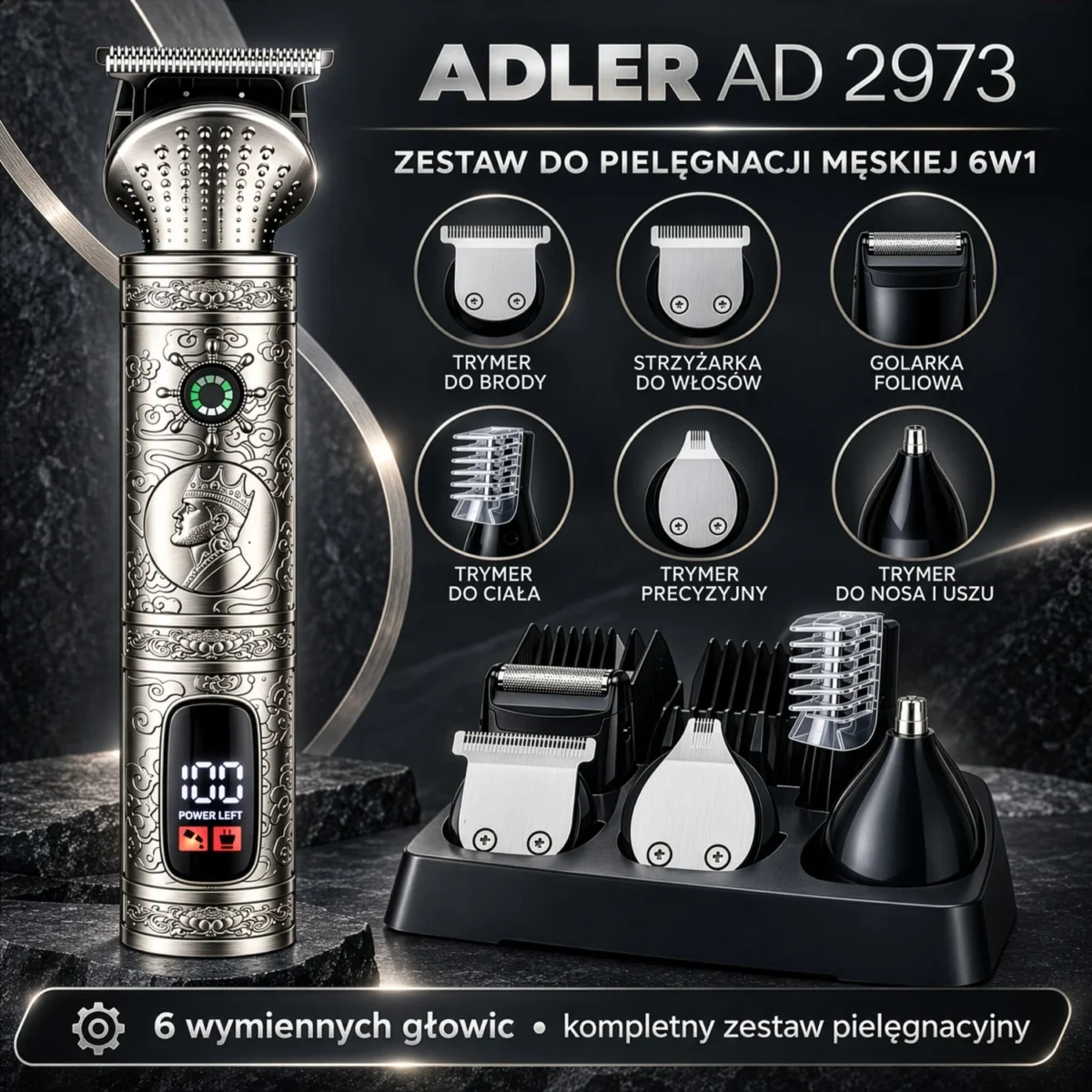 Тример Adler AD 2973 6в1 для бороди і вусів та тіла - Зображення 24