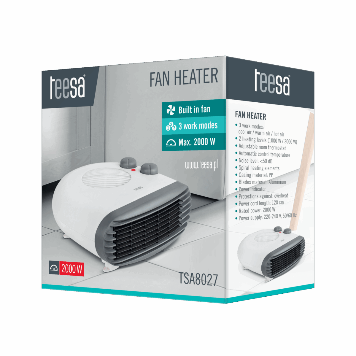 Тепловентилятор Teesa TSA8027 1000/2000 Вт - Зображення 3